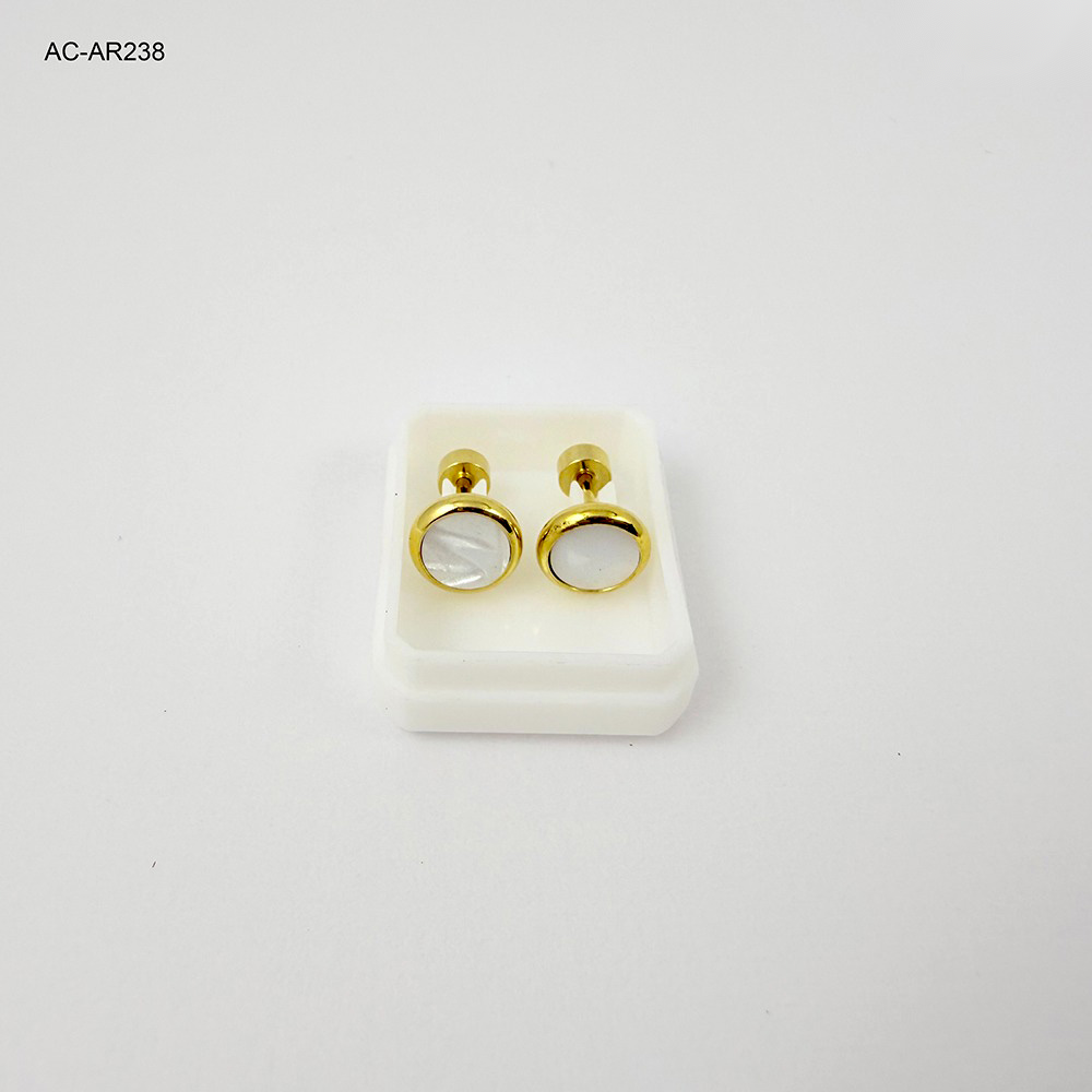 *TOPO EN ACERO GOLD ROSCA DE SEGURIDAD ESMALTADO NACAR