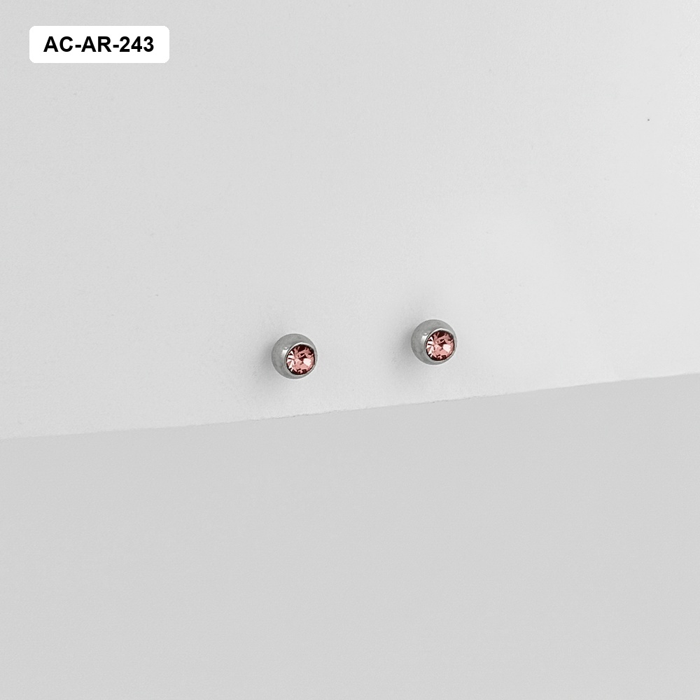 *TOPO EN ACERO SILVER ROSCA DE SEGURIDAD BOLA CRISTAL COLOR