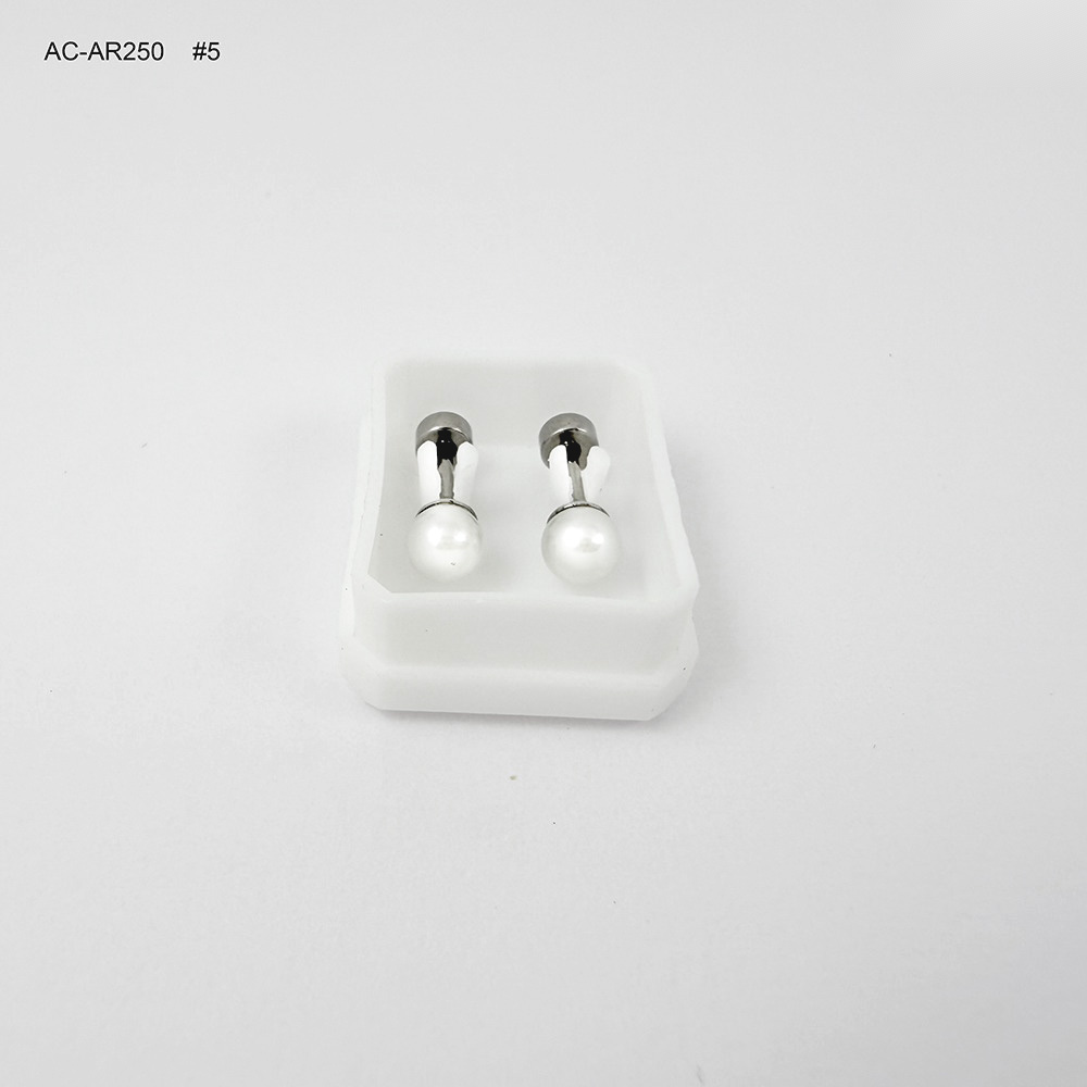 *TOPO EN ACERO SILVER ROSCA DE SEGURIDAD PERLA #5