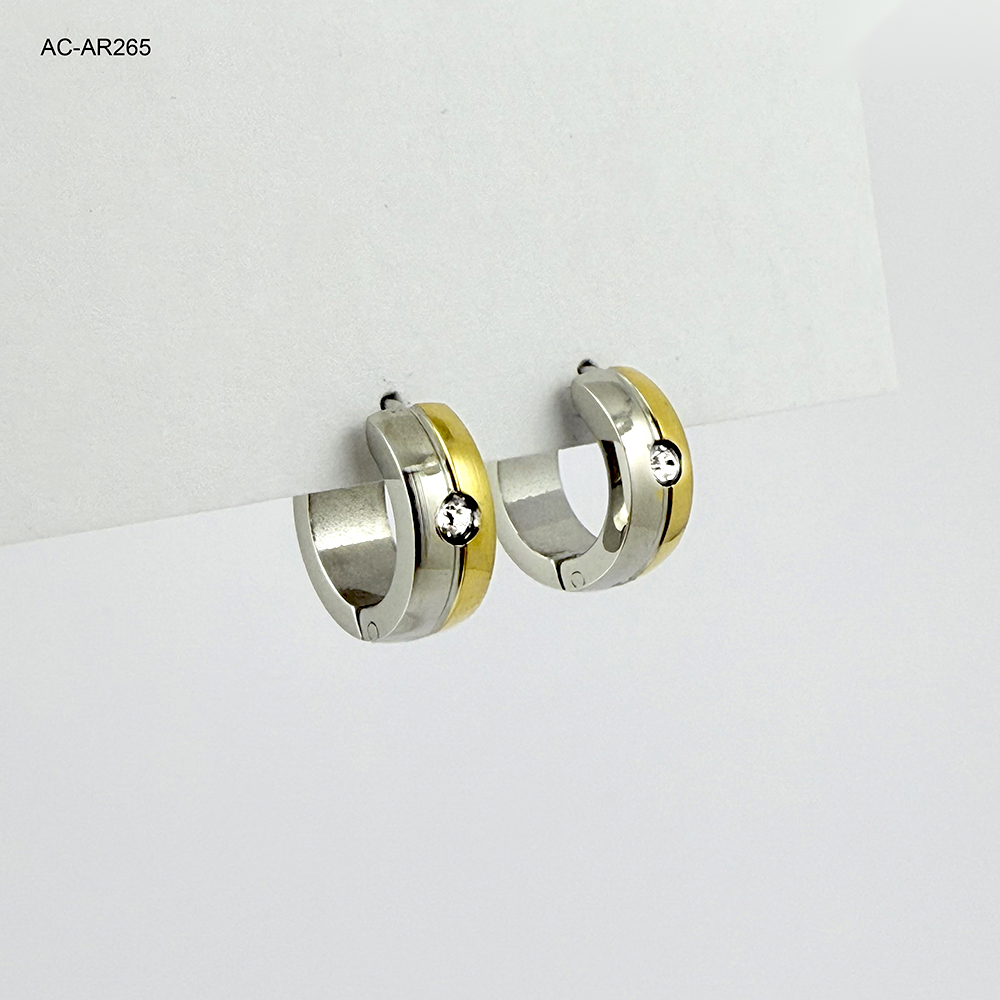 *ARGOLLA HUGGIE ACERO BICOLOR CIRCÓN BLANCO