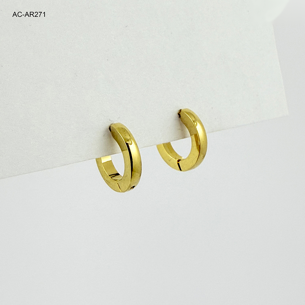 Argolla huggie acero gold 1 cm - 2mm