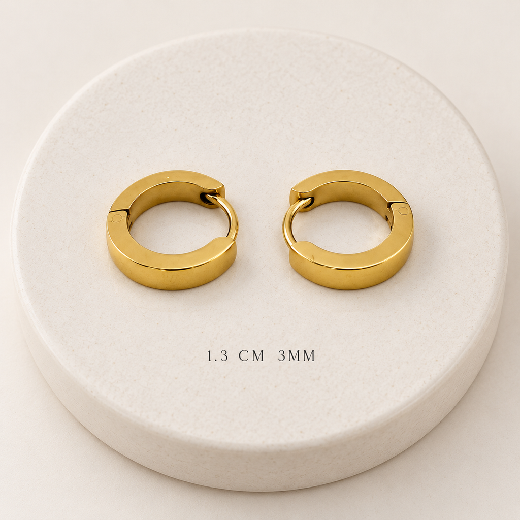 Argolla huggie acero gold 1.3 cm - 3 mm