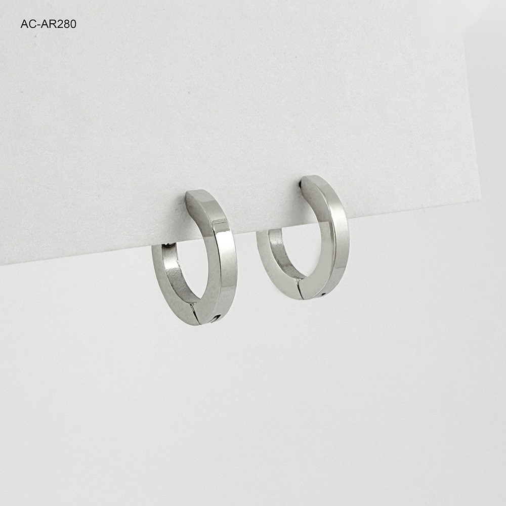 Argolla huggie acero silver 1.3 cm plana