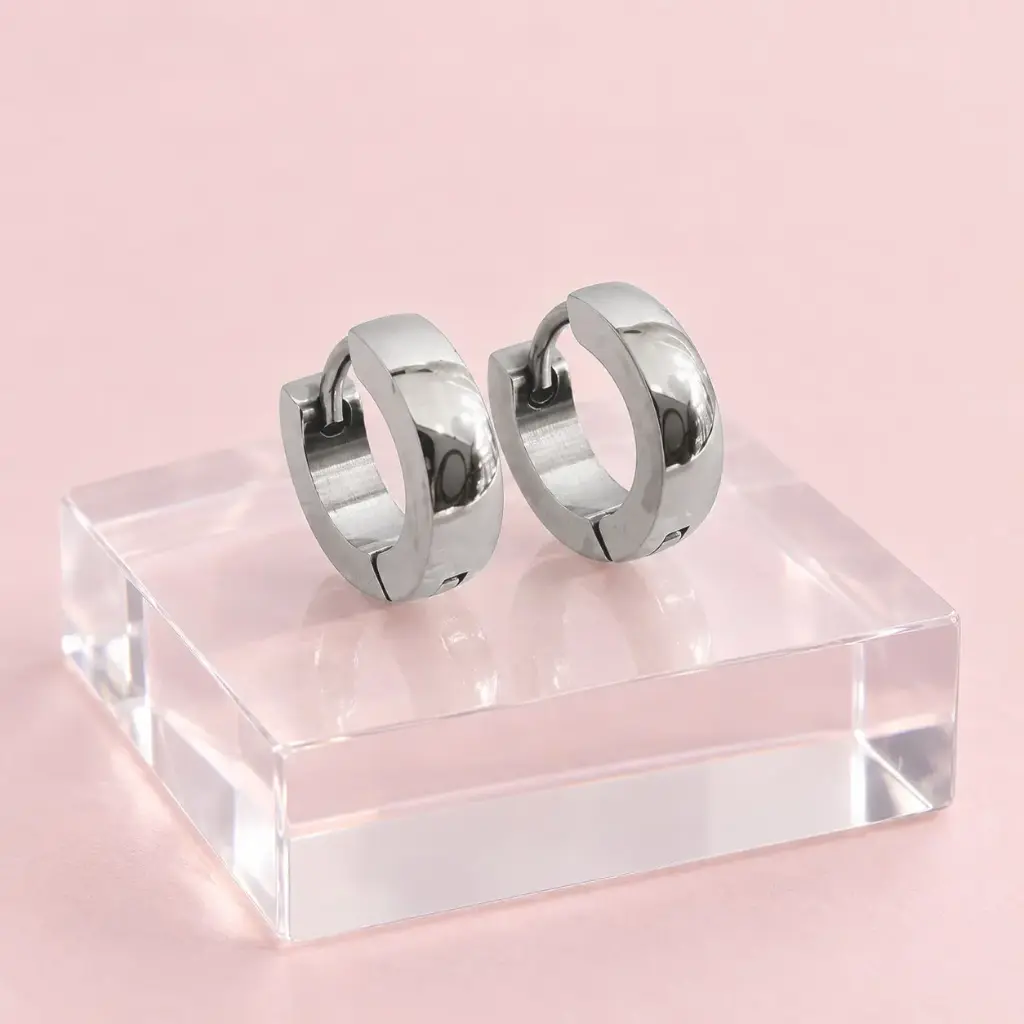 Argolla huggie acero silver 1 cm - 3 mm