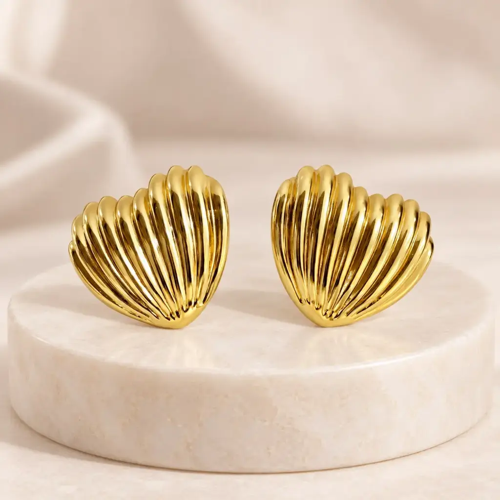 Maxi topo en acero gold corazón conchita mar
