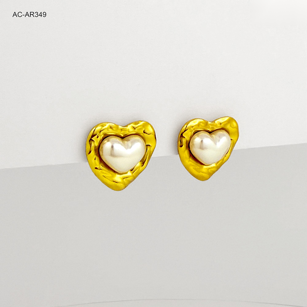 Maxi topo en acero gold corazón perlas
