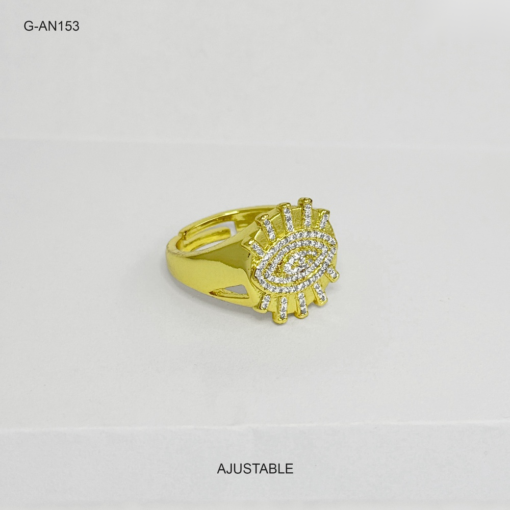 *ANILLO GOLD CIRCON GRANDE OVALADO RODINADO