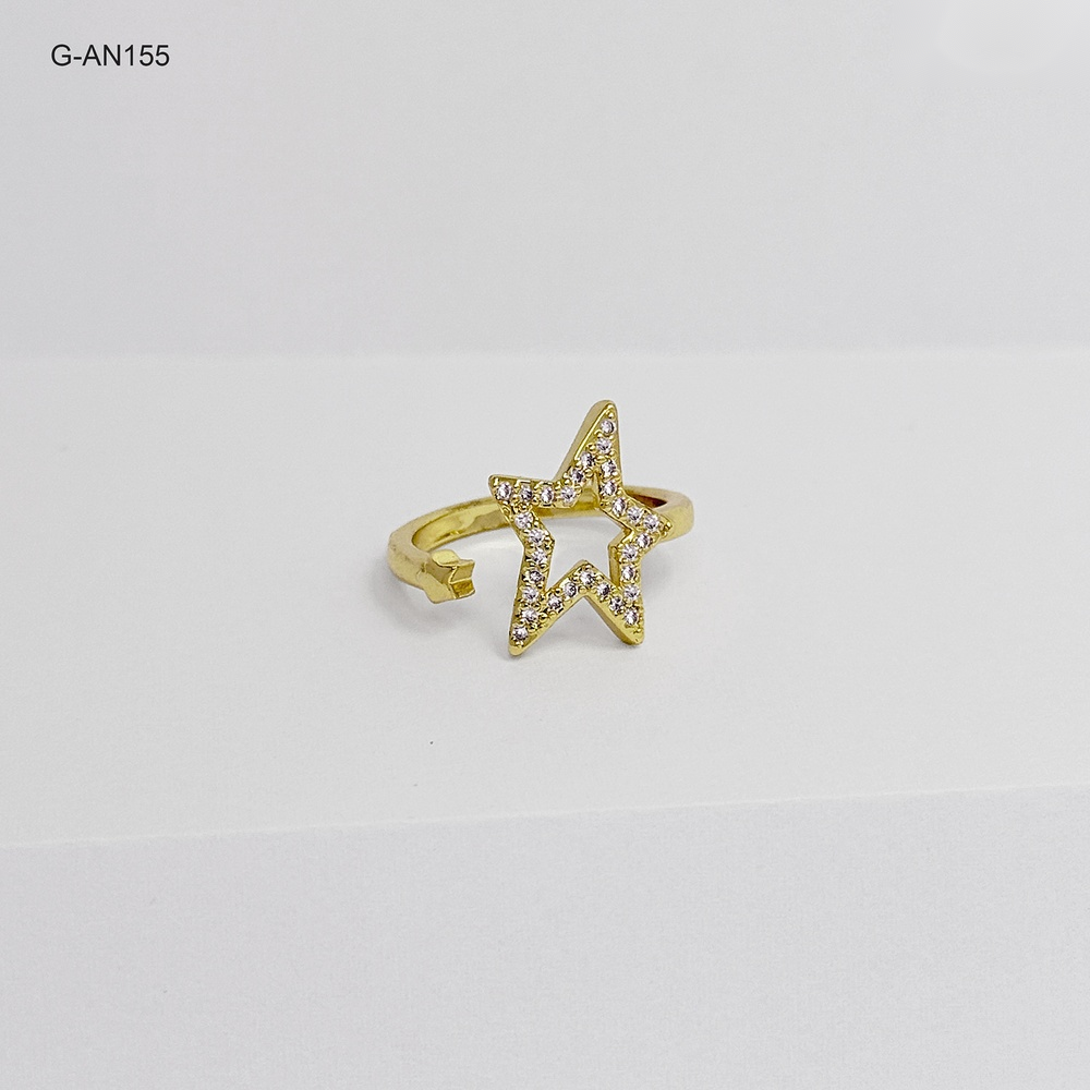 *ANILLO GOLD ESTRELLA CIRCONES AJUSTABLE RODINADO 