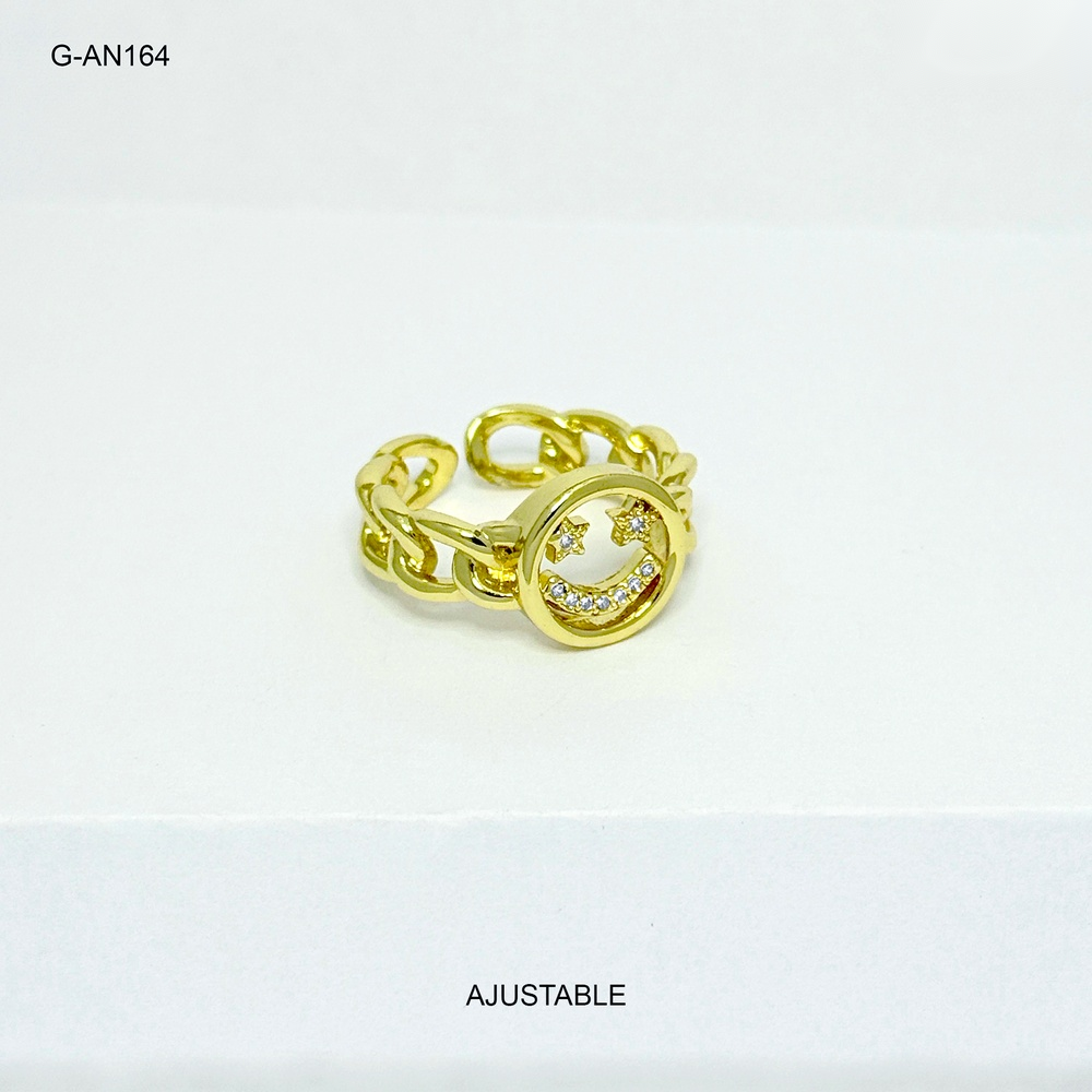 Anillo gold rodinado carita feliz
