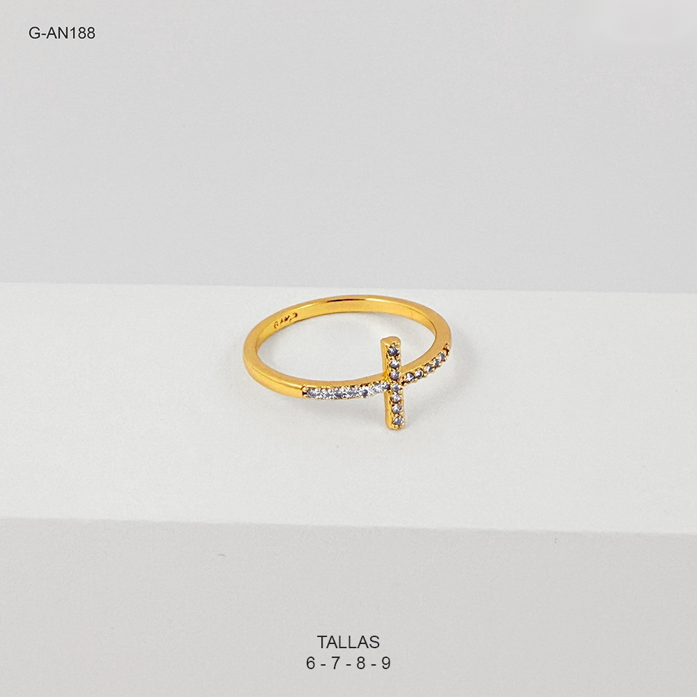 *ANILLO RODINADO ESPECIAL ENJOYADO PALO CRUZADO MICROCIRCONES BLANCOS