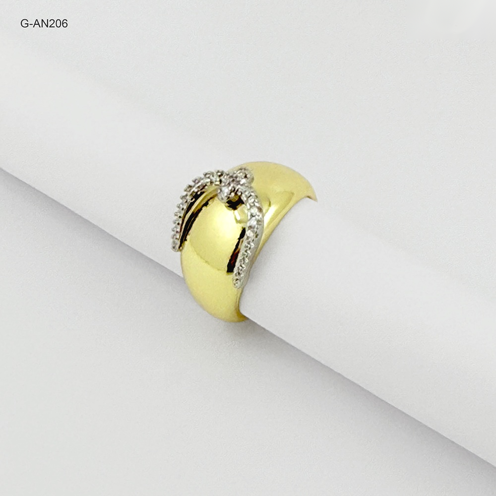 Anillo en rodinado gold ajustable herraje microcircones