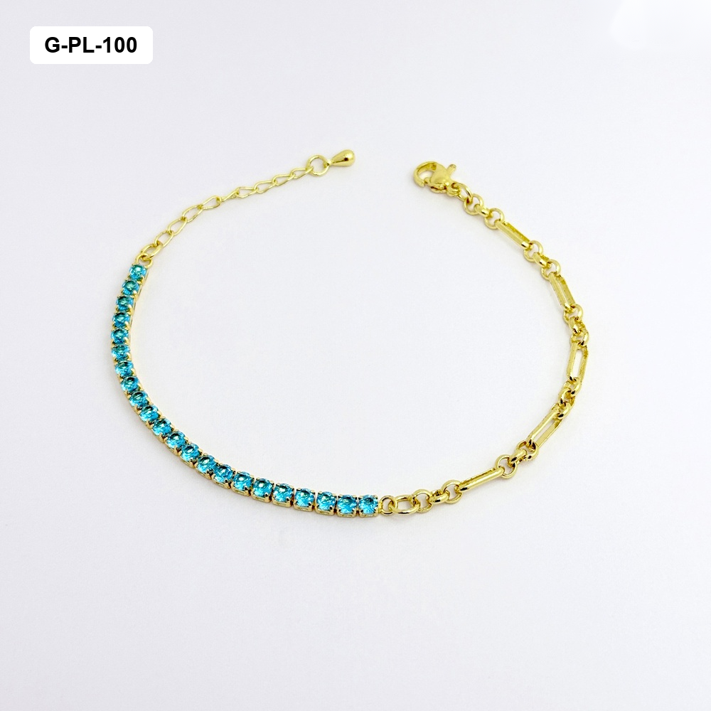 Pulsera gold en rodinado  piedras surtidas