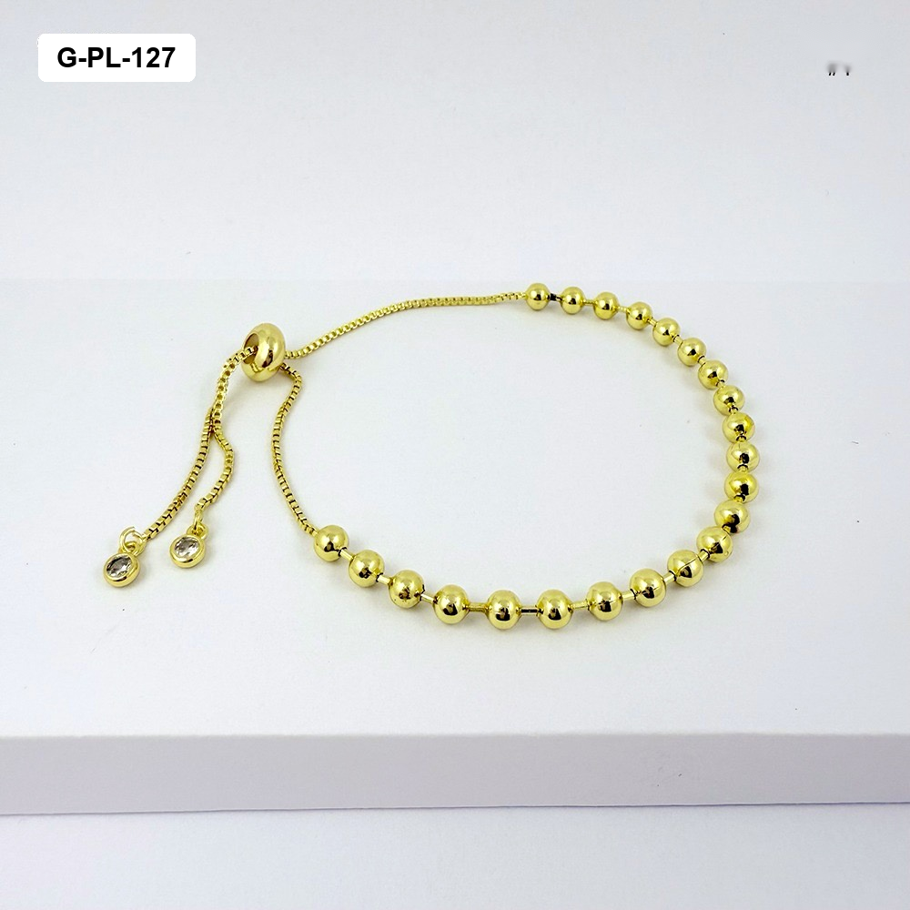Pulsera en rodinado gold ajustable bola 4mm