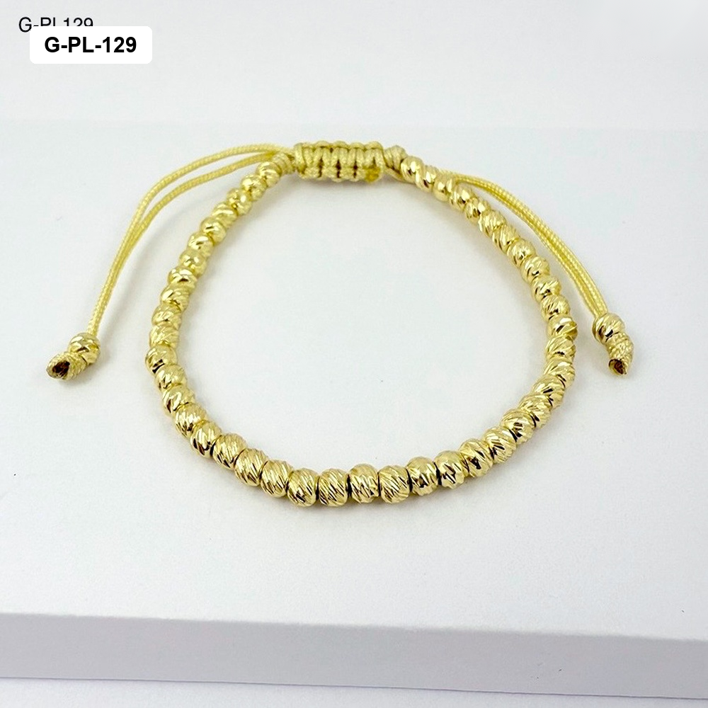 *PULSERA EN RODINADO GOLD AJUSTABLE BOLA 6MM
