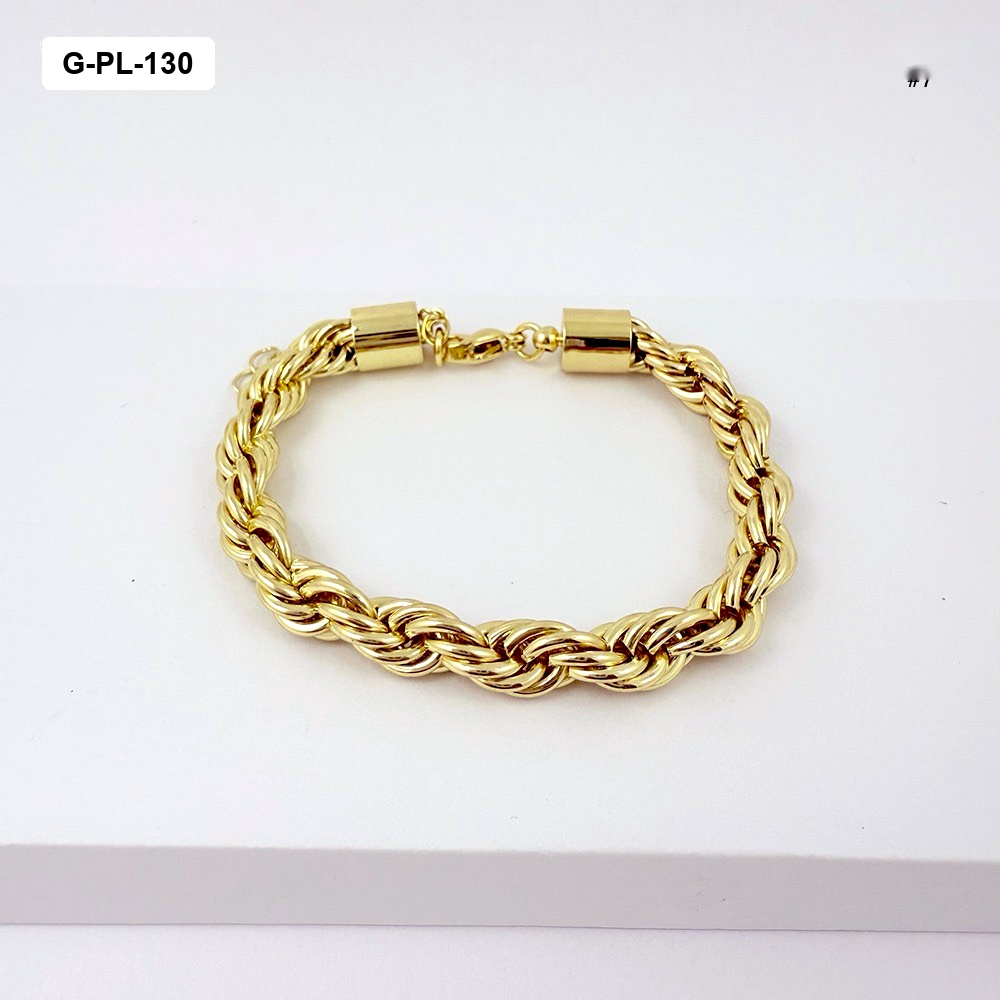 *BRAZALETE EN RODINADO GOLD TEJIDO LAZO 7MM