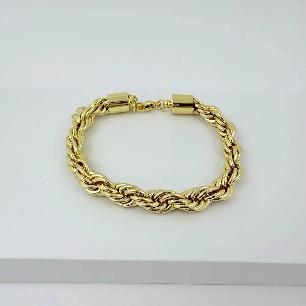 Brazalete en rodinado gold tejido lazo 7mm