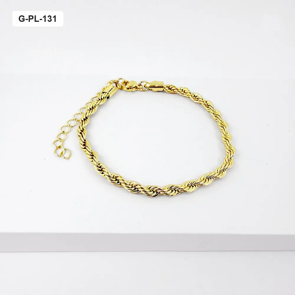 Brazalete en rodinado gold tejido lazo 4mm