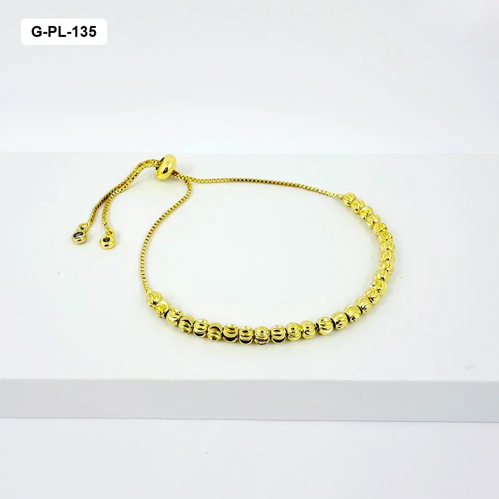 *PULSERA EN RODINADO GOLD AJUSTABLE BOLA DIAMANTADA 4MM