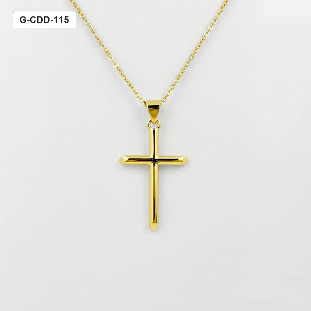 *COLLAR EN RODINADO DIJE CRUZ LISO