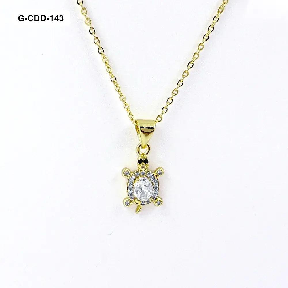 *COLLAR EN RODINADO GOLD DIJE TORTUGA CRISTAL BLANCO