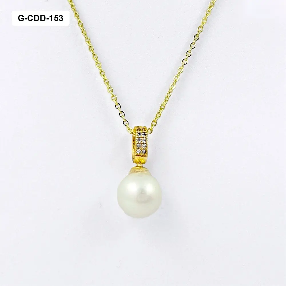*COLLAR EN RODINADO GOLD DIJE PERLA 