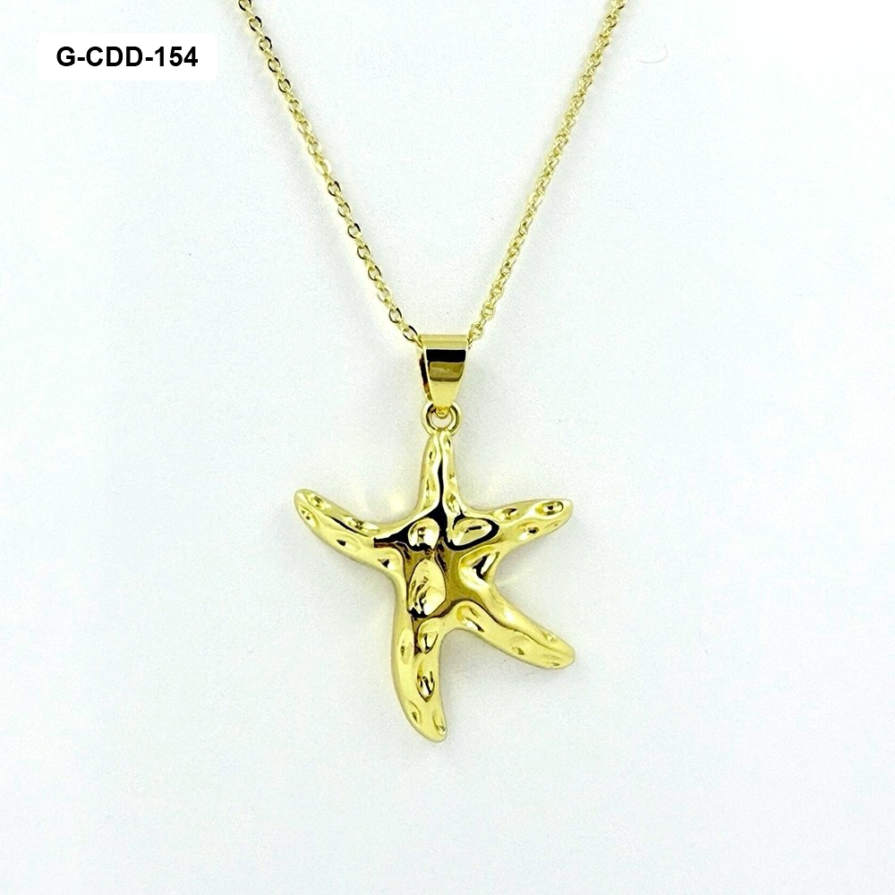 *COLLAR EN RODINADO GOLD DIJE ESTRELLA MAR MARTILLADA