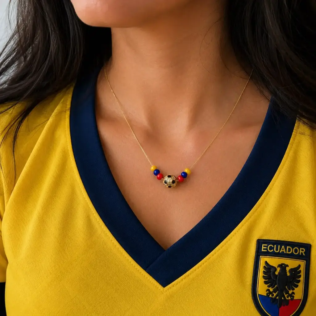 Collar en rodinado Gold Tri Color balón fútbol 