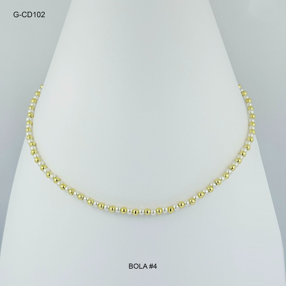 Cadena gold bola en rodinado #4 perla