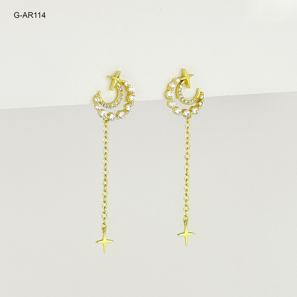 *ARETES LUNA CRISTALES LARGOS RODINADO 