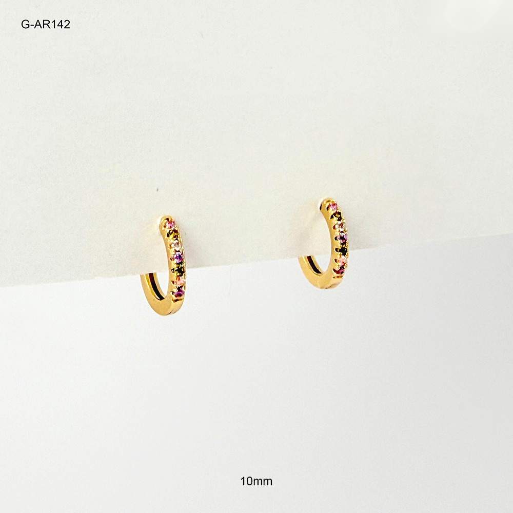 *ARGOLLA HUGGIE RODINADO GOLD MICROCIRCONES DE COLORES 10MM