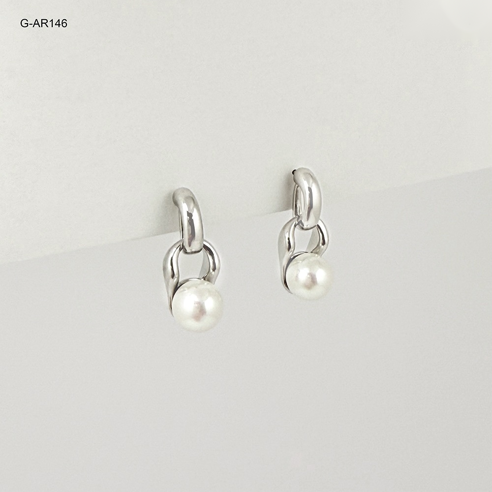 *ARETE RODINADO SILVER ESLABONES PERLA SWAROVSKY