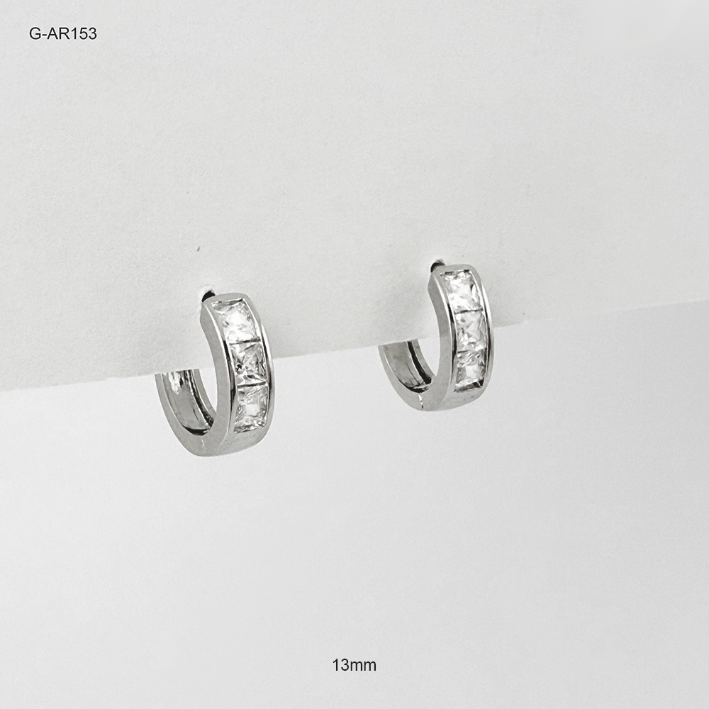 *ARGOLLA HUGGIE RODINADO SILVER CRISTALES BAGUE 13MM