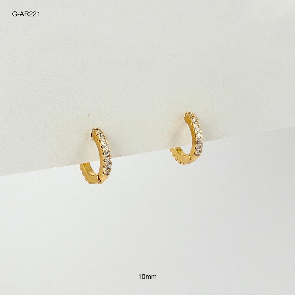 *ARGOLLA HUGGIE RODINADO GOLD LINEA MICROCIRCONES BLANCOS 10MM