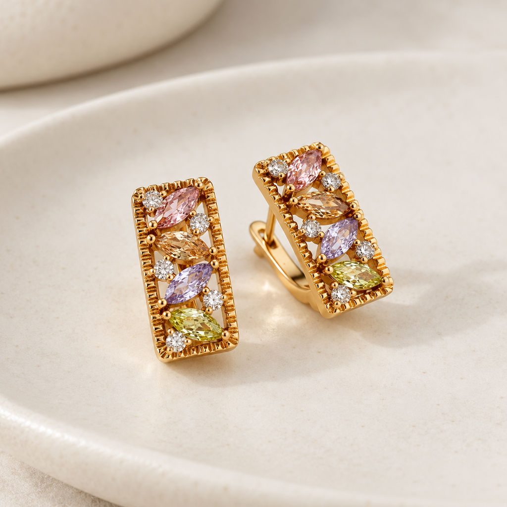 Especial broche catalan rodinado gold cristales de colores 1.4 cm 