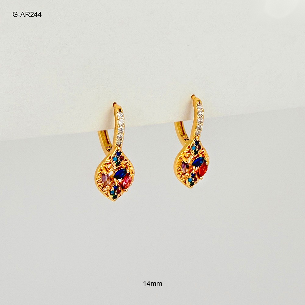 *ARGOLLA HUGGIE ESPECIAL GANCHO RODINADO GOLD MICROCIRCONES DE COLORES