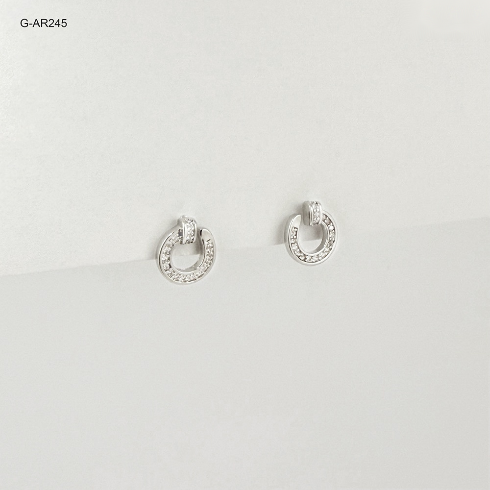 Arete topo rodinado silver circulo microcircones blanco