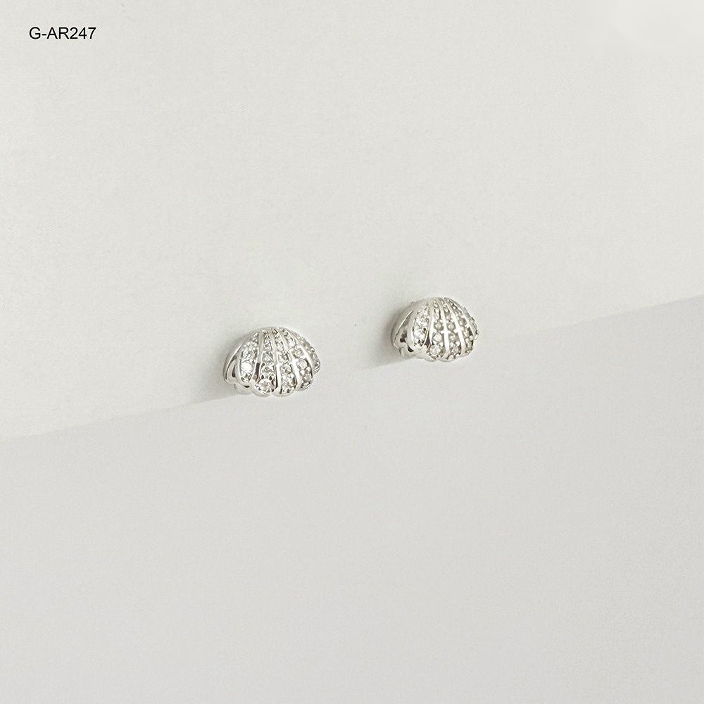Arete topo rodinado silver conchita mar microcircones blanco