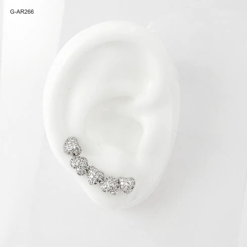 *ARETE TIPO TREPADOR RODINADO SILVER MICROCIRCONES BLANCOS #7