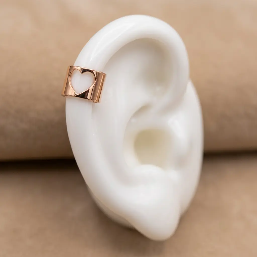 Arete en rodinado gold ear cuff corazón 
