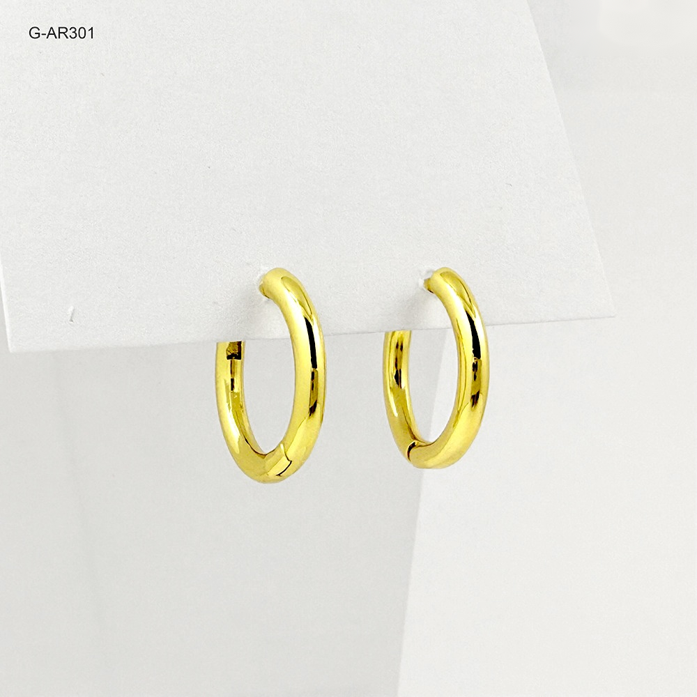 Argolla huggie rodinado gold lisa 19mm