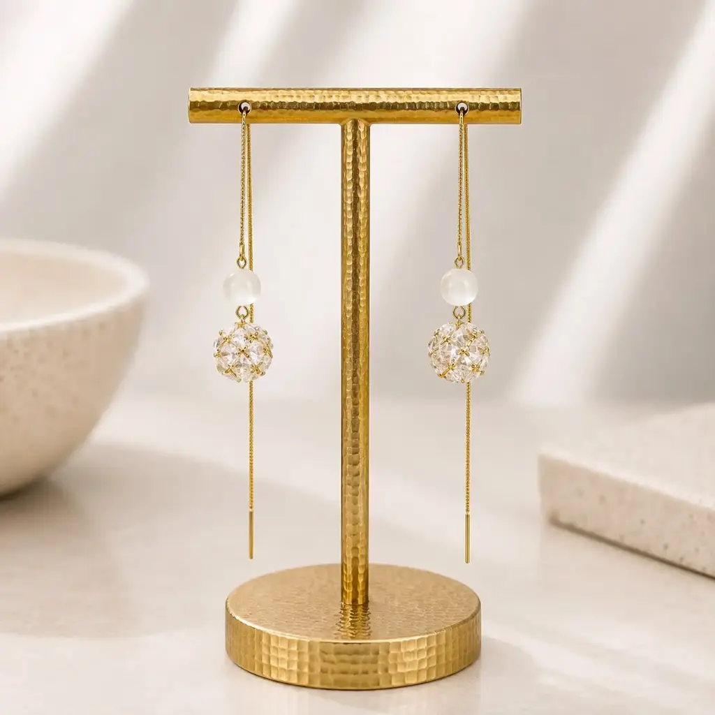 Arete en rodinado Gold / Silver línea premium sistema de pasar bola cristales 