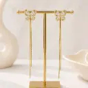 Aretes largos en rodinado gold línea premium broche 
