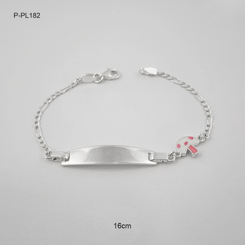 *PULSERA EN PLATA LEY 925 ESCLAVA NIÑOS DIJE ESMALTADO 16 CM