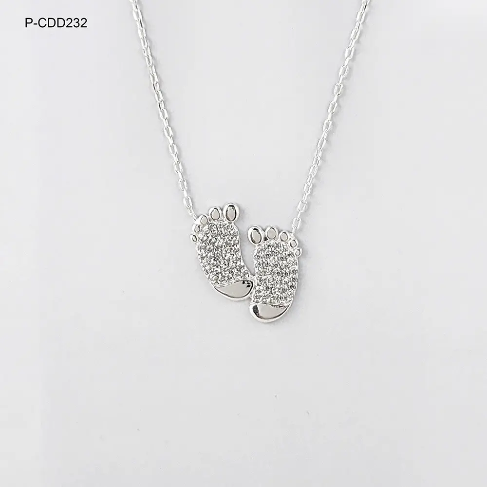 Collar en plata ley 925 huellitas microcircones blancos