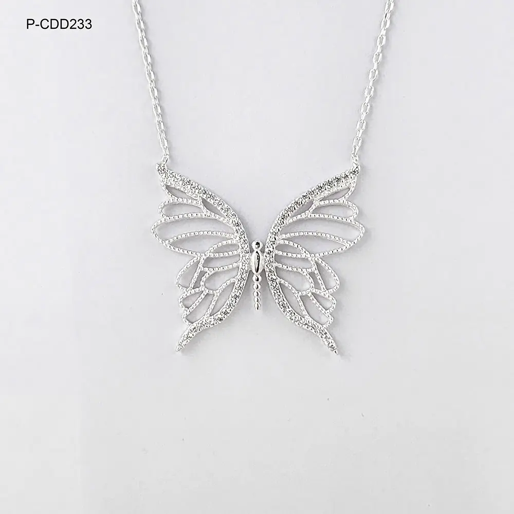 *P-CDD-233 COLLAR EN PLATA LEY 925 MARIPOSA MICROCIRCONES BLANCOS