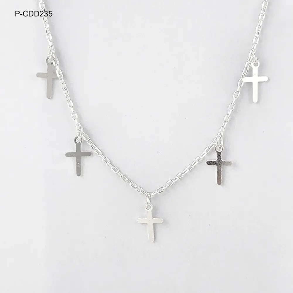 *P-CDD-235 COLLAR EN PLATA LEY 925 DIJES CRUCES