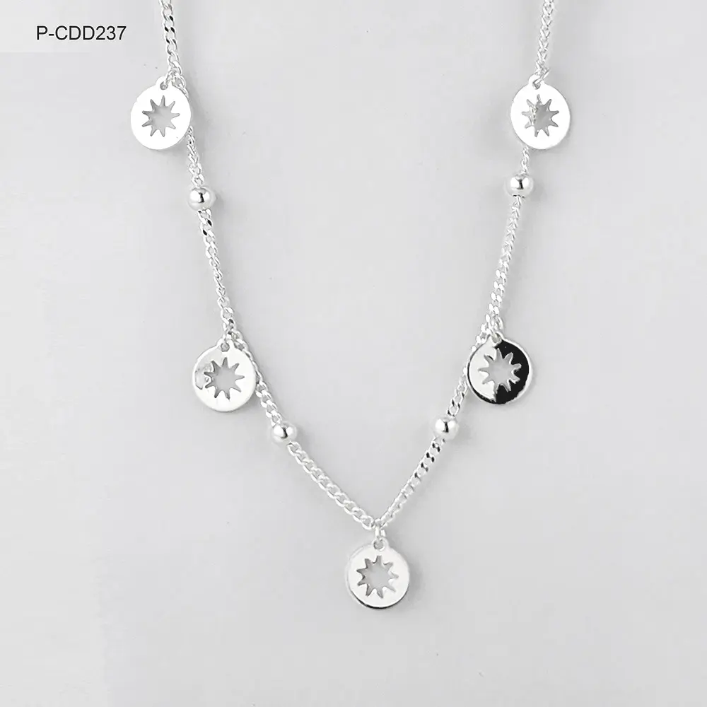 Collar en plata ley 925 círculo sol