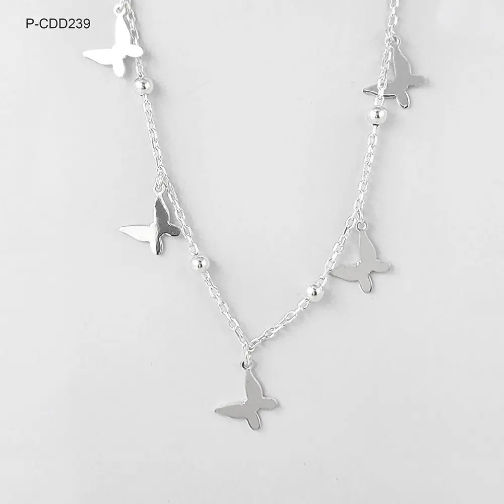 Collar en plata ley 925 dijes mariposa