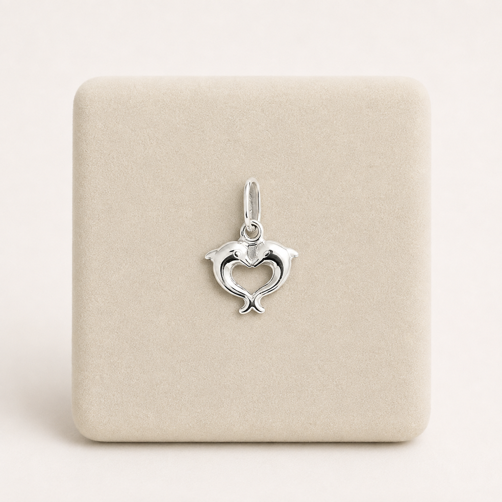 Dije plata 925 corazón delfines