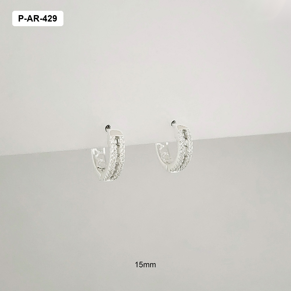 *ARGOLLA HUGGIE PLATA LEY 925 MICROCIRCONES BLANCOS 15MM